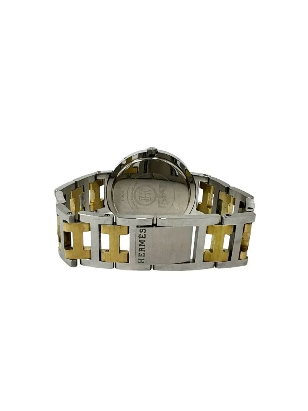 Hermes Clipper Stainless Quartz Watch Wrist Silver Gold